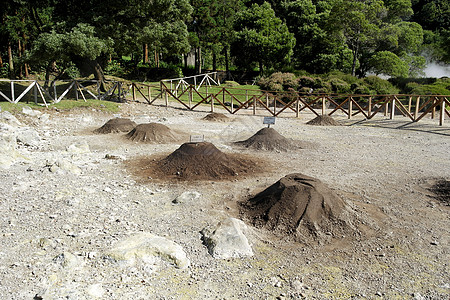 葡萄牙圣米格尔岛Furnas烹饪蒸汽河泉旅行地面炉子喷气喷泉火山旅游图片