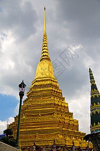 Bangkok雨天庙街灯的泰国地切口雕塑旅行宗教旅游村庄天空三位一体空贴马赛克图片