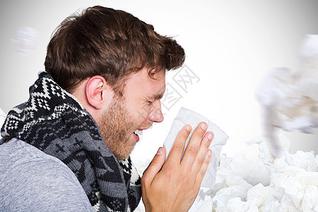 超近侧视角的复合图像 人吹鼻涕计算机黑发数字流感头发疾病棕色男性绘图眼睛图片