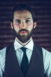 严重潮流的肖像领带男性胡须衣冠男人潮人图片