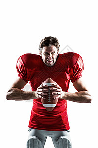 穿球衣的运动员穿红色球衣的富豪美国橄榄球运动员背景