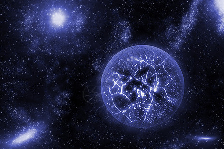 在具有星场背景的深空宇宙中坠毁爆炸的行星的图像 计算机生成的抽象背景天文学碰撞蓝色星系天空黑色插图辉光星云乳白色图片