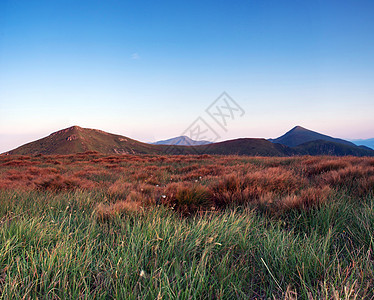 乌克兰最高山峰Hoverla 2061米Chornogora山脊日落仙境天空阴霾环境太阳季节旅行风景草地图片