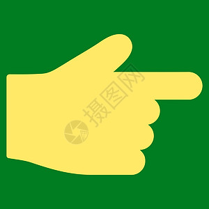 指数平平面黄色图标指针棕榈手指字形绿色背景拇指作品导航手势图片