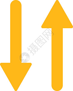 垂直平面黄色颜色图标 V导航字形镜子方法倒置运动指针箭头字拖同步图片