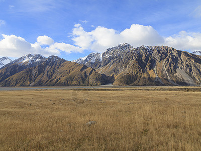 新西兰 干草原谷天空爬坡场地草地场景农村国家草丛蓝色草原图片