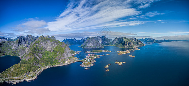 Lofoten全景大豆旅行风景峡湾村庄旅游胜地山脉海洋岛屿图片