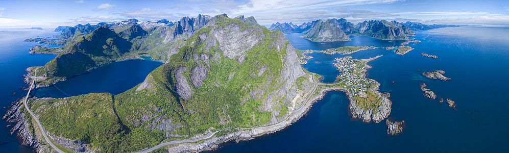 lofoten 宝箱山峰胜地山脉旅游旅行海洋岛屿峡湾全景大豆图片