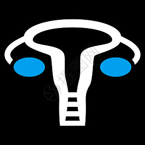Womb 图标白色宫颈生殖器蓝色字形成人矩阵生殖器官生育力解剖学图片
