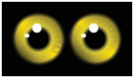 眼睛 眼球 虹膜眼等黄色学生的图像 在黑色背景中孤立的现实矢量说明图片