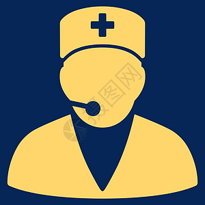 医疗操作员图标求助行政人员援助保健耳机化身中心营销蓝色经理图片
