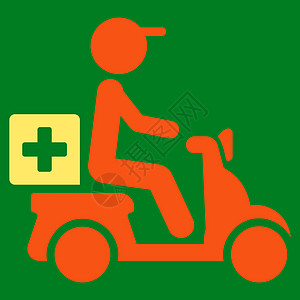 药品 摩托车交付图标物流骑士发动机字形船运服务绿色男生菜刀橙色图片