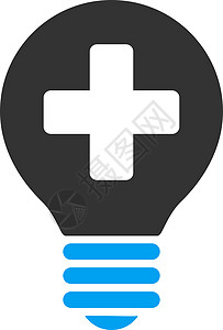 疗养护理散量图标创新灰色灯泡消毒技术蓝色医疗力量字形帮助图片
