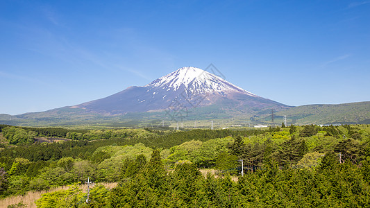 Fuji山全景火山公园风景首脑蓝色电邮天空公吨绿色植物旅行图片