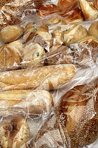 储存在纤维素袋中的面包和饼干图片