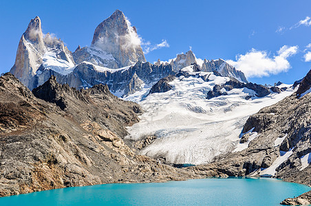 泻湖 菲茨罗伊 El Chalten 阿根廷山脉顶峰挑战花岗岩成就天空冰川公园蓝色风景图片