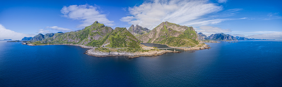 洛福滕群岛的全景飞行岛屿胜地大豆旅游山脉风景旅行海洋图片