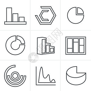 线条图标样式简单图表和图表集相关矢量图片