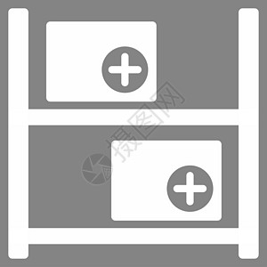 医疗仓库图标实验室药品内阁商品白色帮助盒子货物灰色物流图片