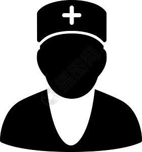 医生图标诊所主任药品急救员从业者黑色医院字形医师护理人员背景图片