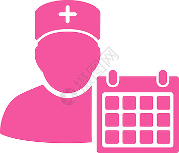 医生日历图标护理人员粉色药品日程救护车字形急救员日记服务议程图片