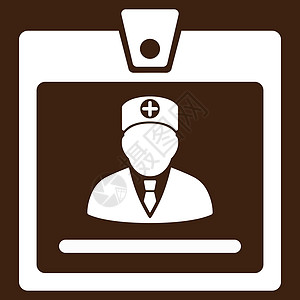 医生徽章图标字形白色认证卡片证书用户棕色医疗医师门禁图片