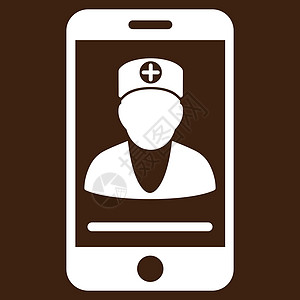 在线医生图标医疗字形网站医师专家男人技术服务从业者棕色图片
