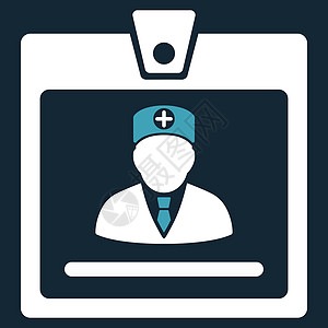 医生徽章图标用户卡片认证安全蓝色老板白色证书医师经理图片