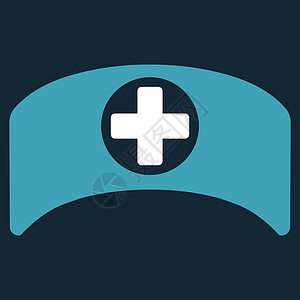 Cap医生章图标深蓝色护士背景字形卫生医疗帽子保健白色护理人员图片