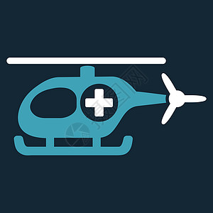 医疗直升机图标情况援助速度字形医生飞机直升飞机白色医院蓝色图片
