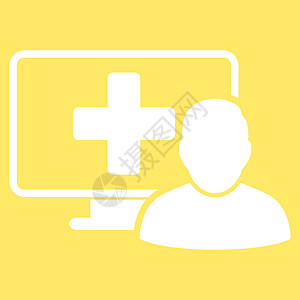 在线医学图标男人移动医师互联网网上药店黄色白色电子服务男性图片
