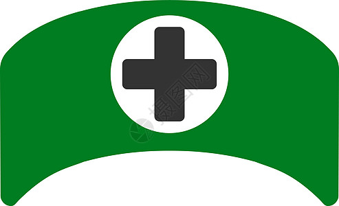 Cap医生章图标卫生字形护士医疗医师灰色帽子绿色护理人员保健背景图片