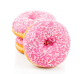 粉色甜甜圈孤立于白色背景蛋糕圆圈面包饮食糕点食物橙子甜点冰镇早餐图片