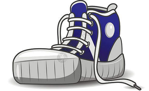 运动鞋运动跑鞋蓝色白色鞋带图片