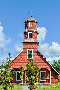 智利Chiloe岛Wooden教堂文化公园教会旅行遗产历史旅游海洋蓝色图片
