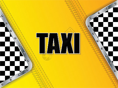 带有胎胎胎和金属利的简易出租车广告背景图片