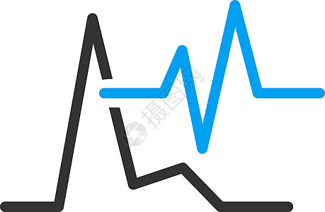 Ecg 图标蓝色心脏病学图表韵律诊断脉冲有氧运动心电图频率字形图片