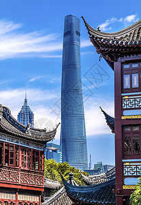 上海中国老城 新上海大塔和结川花园城市旅行玻璃传统历史性建筑天空金融市中心商业图片
