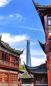 上海中国老城 新上海大塔和结川花园地标市中心景观办公室建筑物商业玻璃天空建筑文化图片