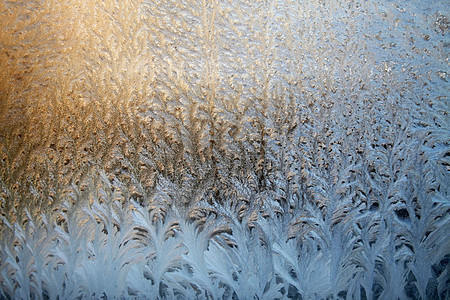 窗上的霜霜雾凇冰柱季节性窗饰宏观水晶季节蓝色玻璃窗户图片