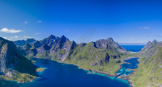 空中的交点山峰海岸岛屿飞行大豆全景峡湾旅行山脉天线图片