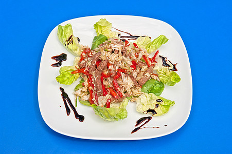 烤牛肉沙拉美食餐厅叶子午餐食物餐具胡椒洋葱沙拉香料图片