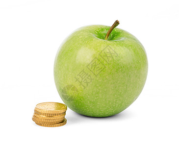 苹果和钱素材带硬币的新鲜苹果背景