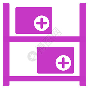 医疗仓库图标帮助字形实验室援助商品内阁贮存紫色盒子药店图片