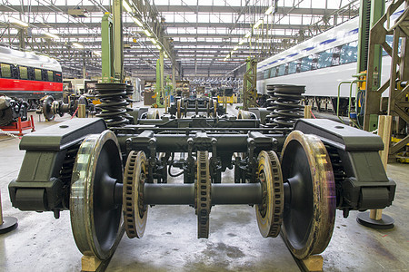 铁路汽车服务车皮车库工业轮子维修铁轨平台工具技术图片