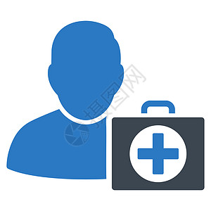 急救人图标紧迫感救援工具成套药品卫生医师医生护士蓝色图片