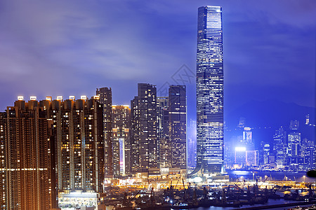 香港夜摩天大楼旅游银行正方形玻璃金融酒店财富结构建筑图片