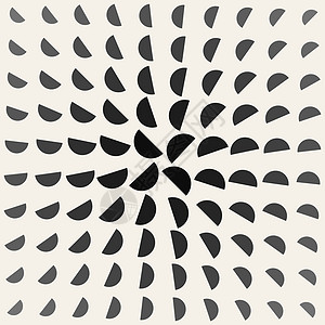 矢量黑圆和白圆半圆几何模式图片
