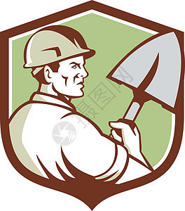 建筑工人安全帽零售商男性艺术品插图工业男人波峰贸易工人图片