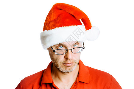 穿着圣诞老人帽子的人 白着被孤立的图片